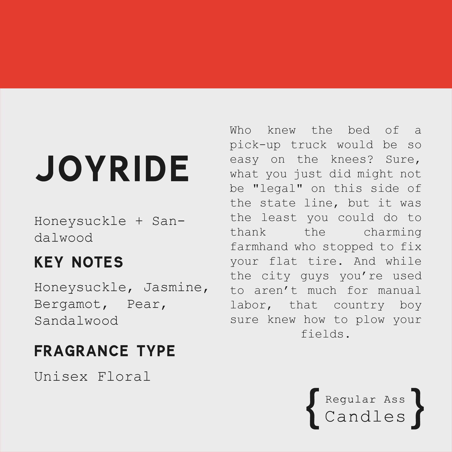 Joyride, Honeysuckle + Sandalwood 11oz Candle