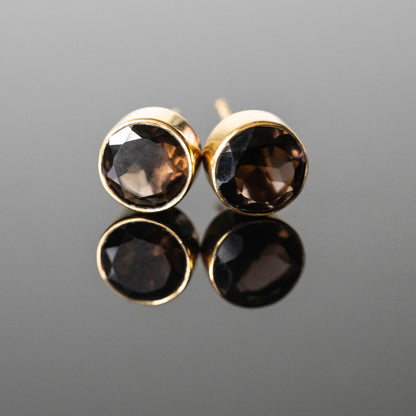 Lizeth Smokey Quartz Round Studs