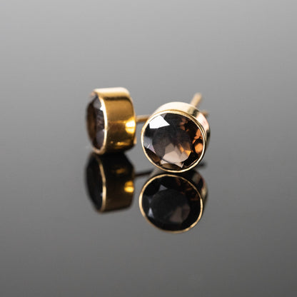 Lizeth Smokey Quartz Round Studs