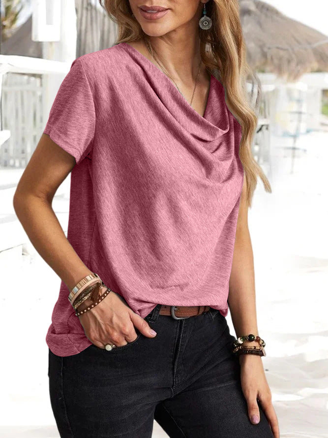 solid casual fashion short sleeve Top