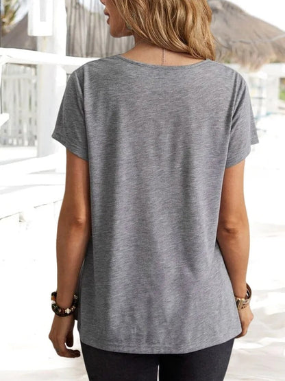 solid casual fashion short sleeve Top