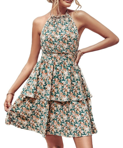 Backless Printed Sleeveless Dress