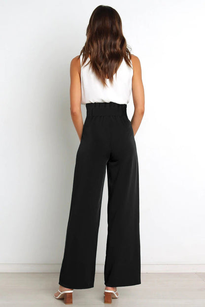 Women's Casual Wide-Leg Trousers with Belt