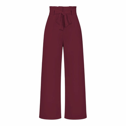 Women's Casual Wide-Leg Trousers with Belt