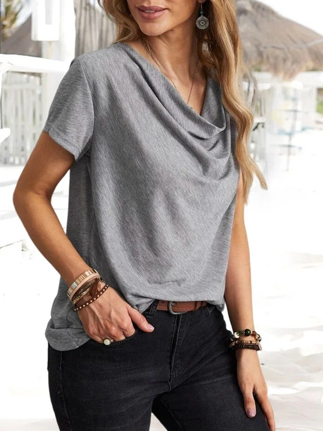 solid casual fashion short sleeve Top