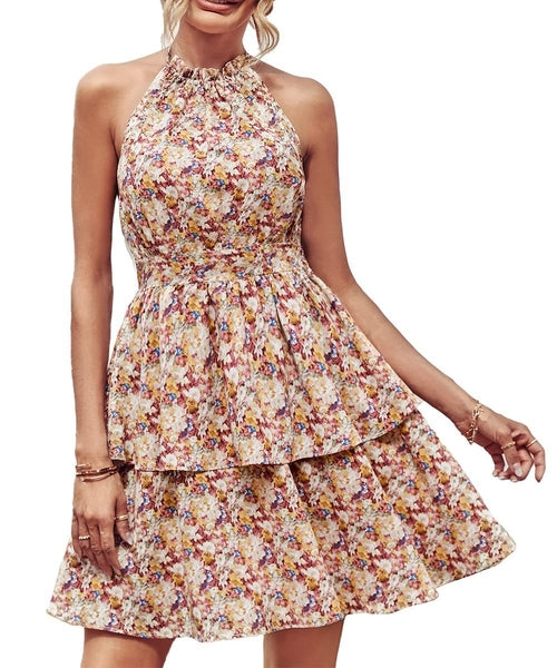 Backless Printed Sleeveless Dress