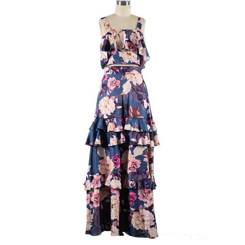 Women Spring Summer Dress Sleeveless 2 Piece Set Bohemian Dresses