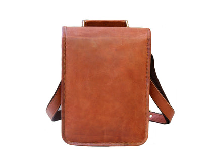 Leather 11 Inch Sturdy Leather satchel I-pad Messenger Bag for Unisex