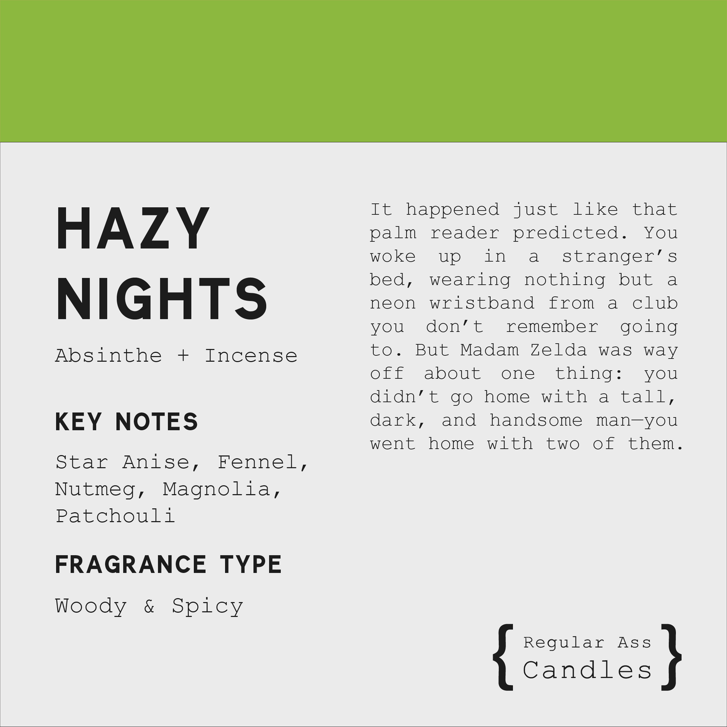 Hazy Nights, Absinthe + Incense 11oz Candle