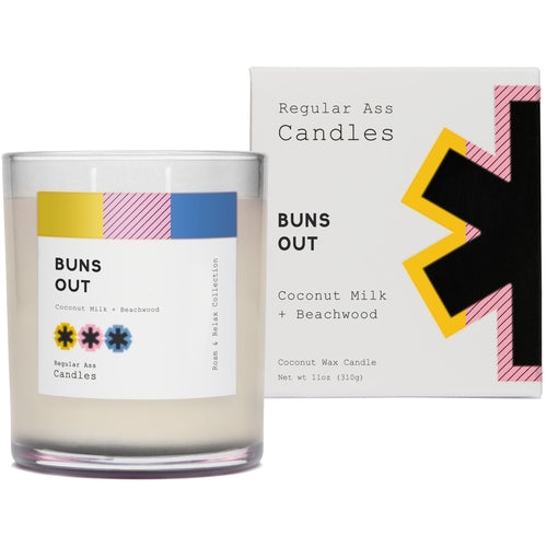 Buns Out, Coconut Milk + Beachwood 11oz Candle