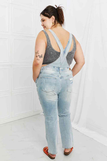 Judy Blue Melina Full Size Distressed Straight Leg Overalls